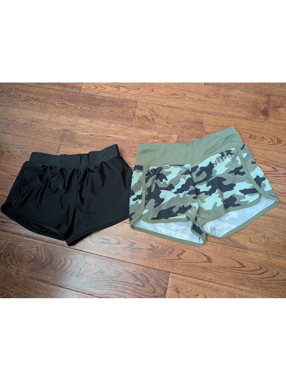 2 Pairs Girl's Athletic Shorts Justice Camo Cat & Jack Size M 8